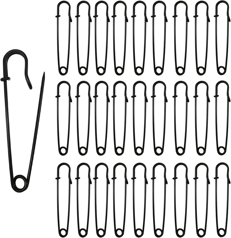 Urmspst Safety Pins (Upgraded), 2" Large Heavy Duty Safety Pins - 50 PCS for Clothes, Leather, Canvas, Blankets, Crafts, Skirts, Kilts (Black) - Image 1